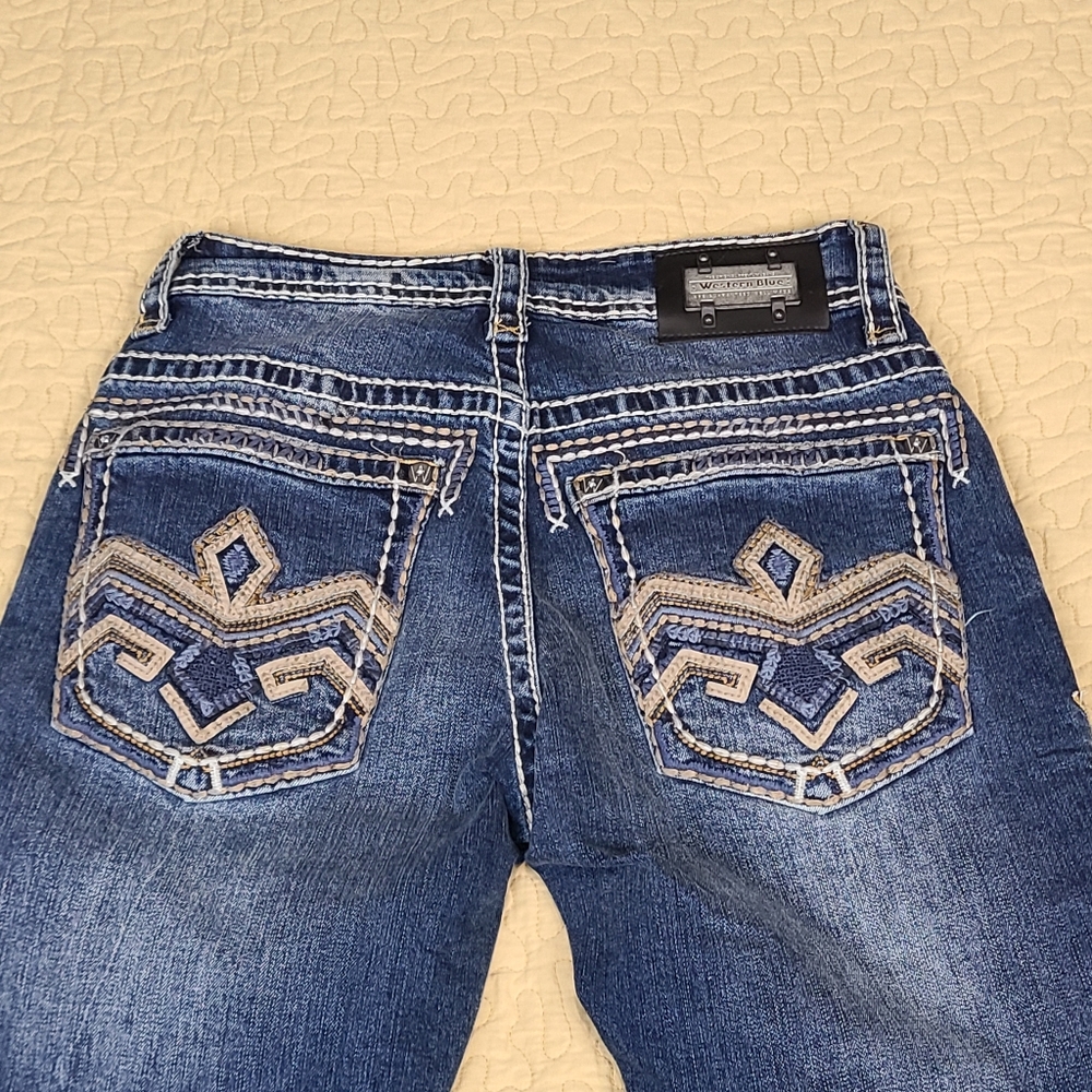 Western Blue Men's Straight Jeans - Dark Blue